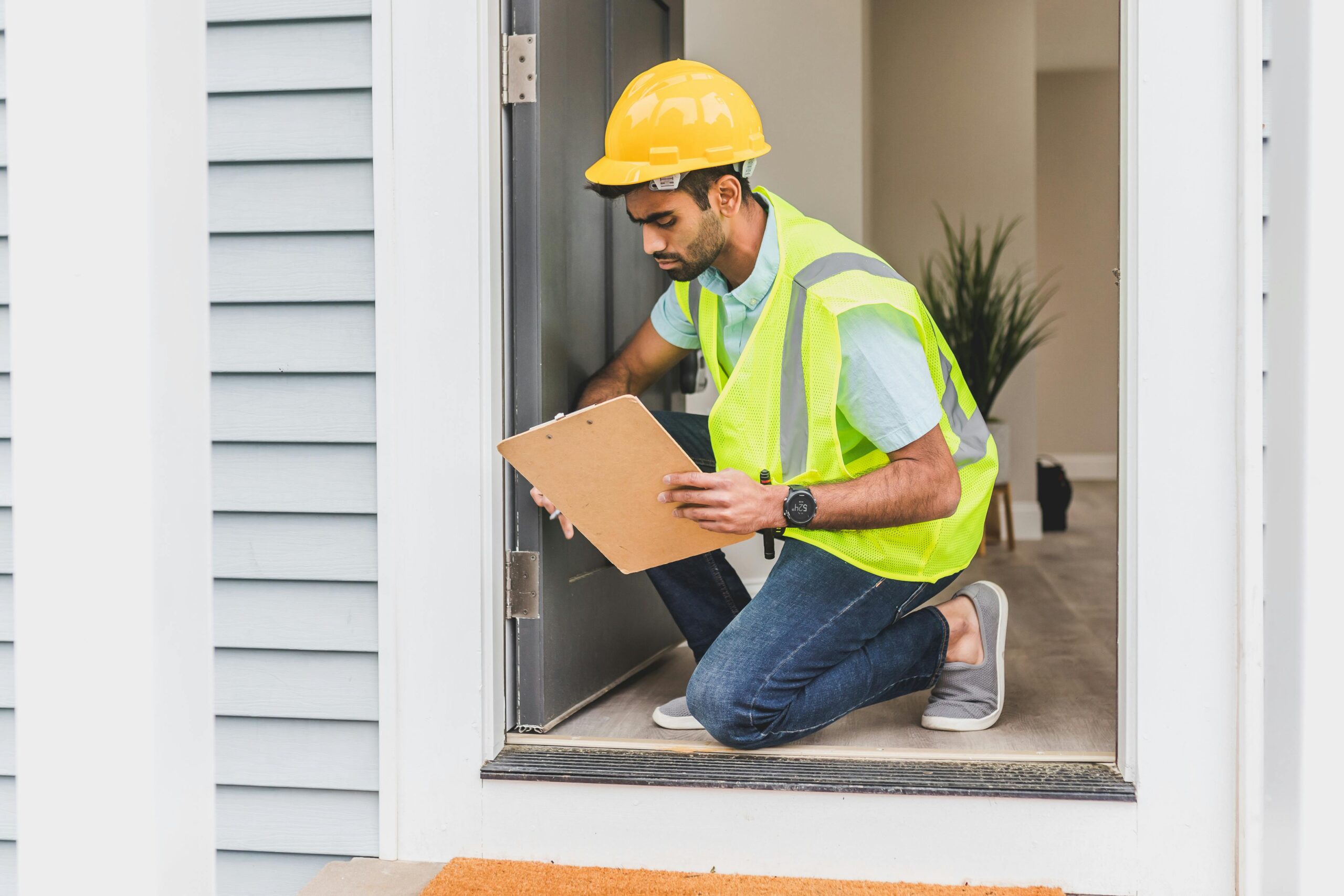 man with a lockup inspection list